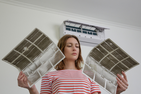looking at a dirty air filter