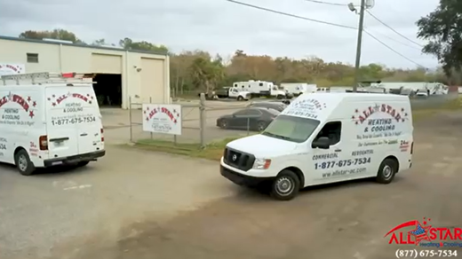 Vans driving into the all star shop